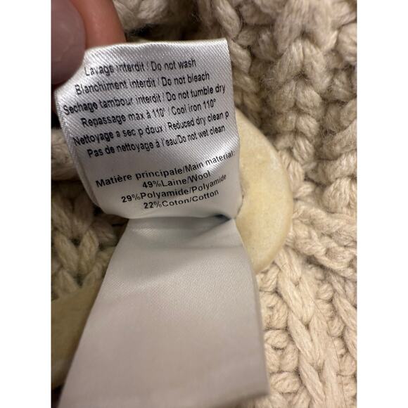 See by Chloé Side Tie Turtleneck Wool Blend Poncho White Powder Women’s L - Picture 6 of 8